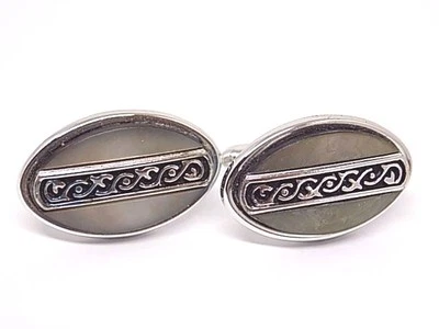 Swank Abalone Oval Cufflinks, Gift Boxed! - Image 1 of 4