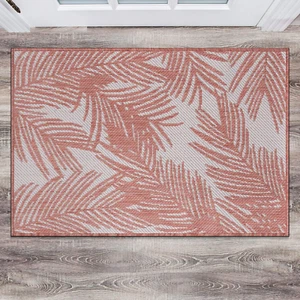 Alfombras de exterior contemporáneas hojas envejecidas texturizadas tejido plano fácil limpieza para - Imagen 1 de 12