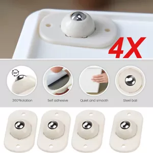 4x Self Adhesive Base Roller Mini Swivel Wheels Universal Wheel For Furniture - Picture 1 of 10