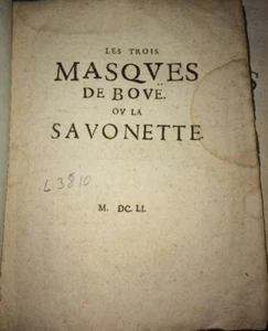 MAZARINADE. LES TROIS MASQUES DE BOUË OU LA SAVONETTE . 1651. - Imagen 1 de 2
