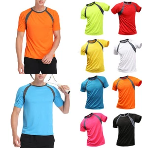 Hi Vis Sicherheit T-Shirts hohe Sichtbarkeit schnell trocknend Arbeit Sportbekleidung kurz USA - Bild 1 von 21