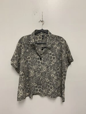 Blusa de algodón con textura floral beige Dress To Kill botones delanteros OS Foto 1 de 4