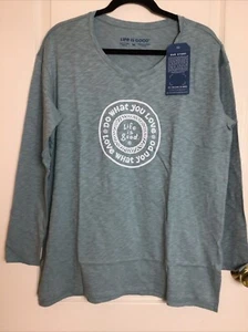Life is good green 3/4 sleeve Do What You Love Tunic split hem top M - Picture 1 of 6
