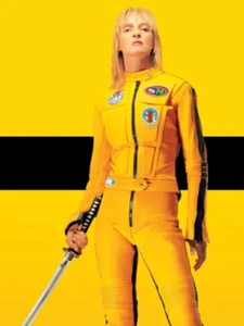 Handmade Uma Thurman Kill Bill The Bride Yellow Leather Jacket with Pants - Picture 1 of 9
