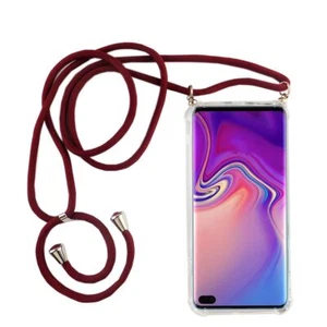 Handykette für Samsung Galaxy S10 Plus mit Band Case zum umhängen Kordel Rot Neu - Afbeelding 1 van 4
