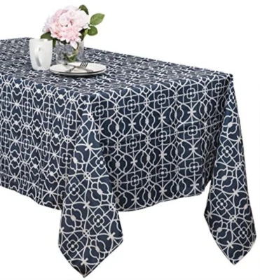 Benson Mills Geo Indoor/OutdoorTablecloth Spillproof Blue 60" x 84" - Image 1 of 2