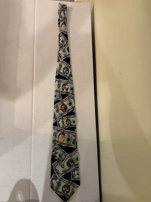 Мужской галстук Looney Tunes галстук деньги жуки кролики персонажи 100% шелк - Изображение 1 из 4