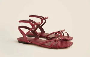 J. Crew neue Capri Schnalle Sandalen in Eidechse geprägtem Leder 9,5 ausverkauft Neu im Karton - Bild 1 von 8