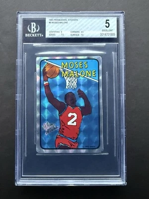 Pegatinas Prism Jewel 1985 Moses Malone radiocontrol novato de la corte BGS 5 ¡Gran atractivo visual!! Foto 1 de 2