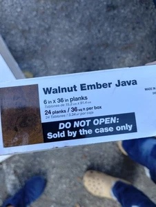 TrafficMASTER Walnut Ember Java 6 In. X 36 In. Vinyl Plank (12) Open Box - Picture 1 of 2
