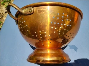 Vintage Copper Brass Colander Strainer Sieve - Benjamin & Medwin NY - Picture 1 of 14