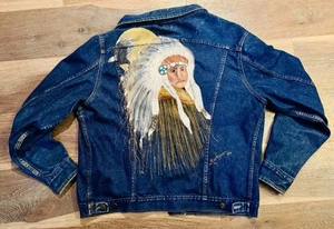 Chaqueta Jean Indio Nativo Americano Vintage Branders Talla XL Hecha en EE. UU. Talla 46 - Imagen 1 de 11