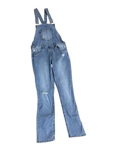 Levis Overalls Girls 16R Blue Denim Jean Bib Straight Skinny Leg Stretch - Picture 1 of 9