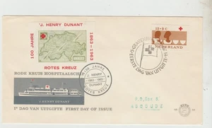 Netherlands 1963 FDC Red Cross issue with Nice Red Cross Label good condition - Picture 1 of 2