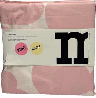 Marimekko UNIKKO Light Pink KING Abstract Floral 3 pc Duvet Cover & Shams Set - Image 1 of 4