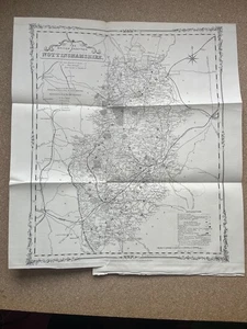 Antica mappa del Nottinghamshire 1852 antica incisione British Gazetteer rara - Foto 1 di 10