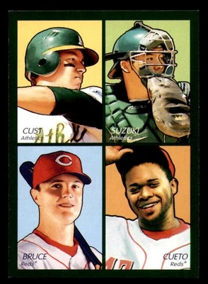 2009 UD Goudey 4 em 1 azul e verde #82 Jack Cust-Kurt Suzuki-Johnny Cueto-Jay Br - Imagem 1 de 4