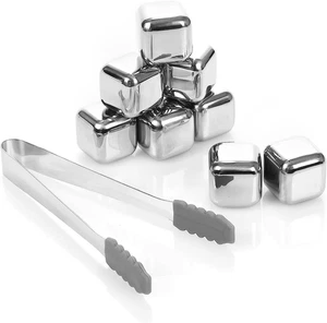 Paquete de 8 cubitos de hielo de metal para whisky, cubitos de hielo de acero inoxidable, piedra de whisky reutilizable - Imagen 1 de 7