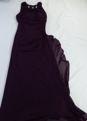 Betsy & Adam Dress Womens 4 Purple Maxi Gown Formal Evening Sheer Embellished - Image 1 of 4