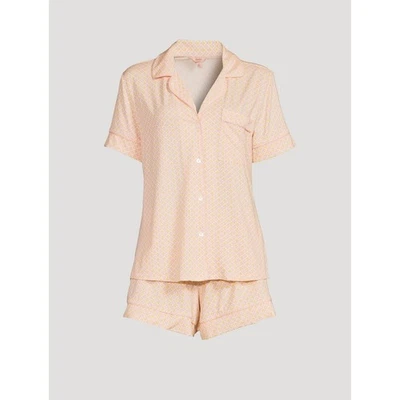 Conjunto de pijama curto relaxado EBERJEY Gisele com estampa geométrica azulejo nuvem rosa tamanho G - Imagem 1 de 4