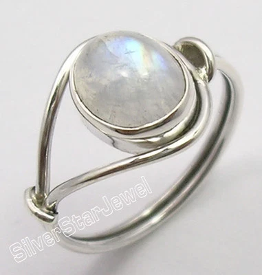 Anillo PIEDRA LUNAR ARCO IRIS OVALADO PLATA 925 SALIDA LIQUIDACIÓN Cualquier Tamaño 4 1/2 a 12 Foto 1 de 4