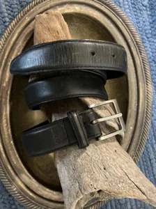 Ceinture habillée noire vintage DKNY JEANS - cuir selle italienne - homme taille 38 - Photo 1/4