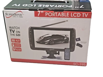 SuperSonic 7" Portable LCD TV SC-195 USB/SD Card Reader Built-in Speaker Remote - Image 1 of 4