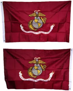 Bandiera ricamata doppia faccia 3' x 5' con licenza ufficiale US Marines - Foto 1 di 6