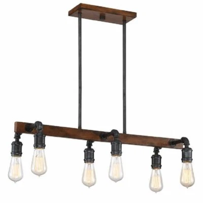 DSI Design Solutions 6 LED Light Bronze & Wood Finish Efficient Chandelier - Image 1 of 4