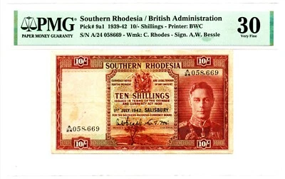 Southern Rhodesia: 10 Shillings 1.7.1942 Pick 9a1. PMG Very Fine 30 - Image 1 of 2