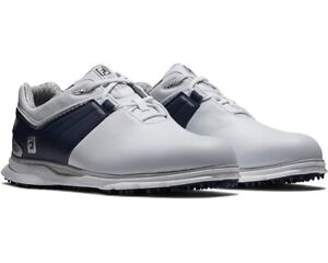 FootJoy  Pro/SL Carbon Spikeless Golf Shoes  Size 10   White/Navy/Silver  53082