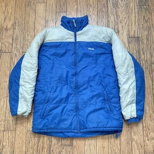 Fila Puffer Jacket Mens Size Large 52/54 Blue Full Zip Puff Coat - Picture 1 of 6