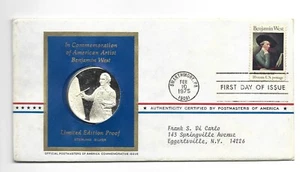 Benjamin West Sterling Silver Proof First Day Cover 1975 - Picture 1 of 2