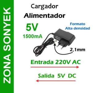 CARGADOR ALIMENTADOR 5V 1,5A (1500mA). 220V AC a 5V DC. Entrega 24/48h* - Imagen 1 de 1