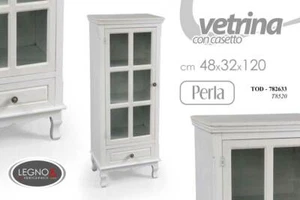 MOBILE VETRINA VETRINETTA ANTA CASSETTO LEGNO SHABBY CHIC BIANCA - Foto 1 di 1