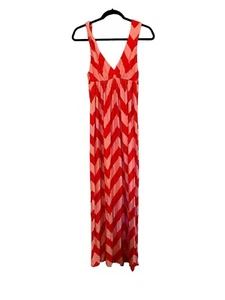 J Crew Women’s Size Medium Sleeveless Maxi Dress V-neck Casual Chevron Print - Picture 1 of 9