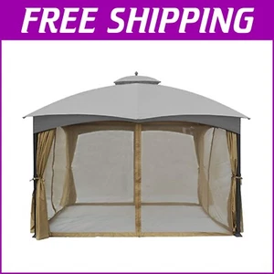 Versatile Cream Polyester Mosquito Netting for 10' x 12' Gazebos - 4 Wall Set - Picture 1 of 8
