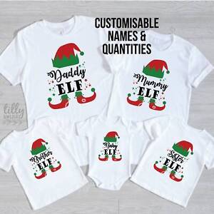 Christmas Elf Personalised Matching T-Shirts, Elf Family Matching Christmas