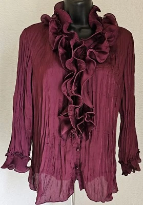 Dressbarn Womens Shirt Top Blouse Size M Medium Burgundy - Image 1 of 4