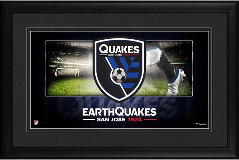 San Jose Earthquakes Framed 10x18 Team Logo Panoramic Photo Cover