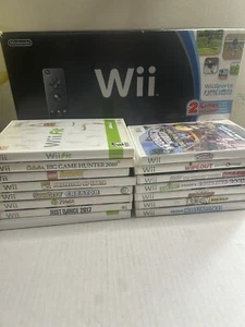 Nintendo Wii - Black - Console - Ppw - Box - 15 Games - Tested - Picture 1 of 15
