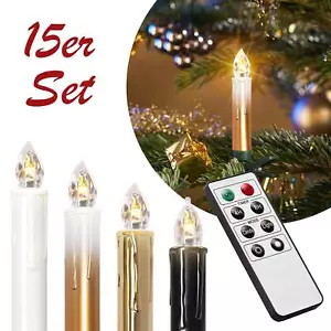 15 kabellose LED Weihnachtskerzen Christbaumkerzen Kerze Flammeneffekt Baumkerze - Bild 1 von 13