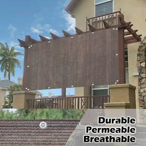 Patio Shade & Privacy Panel Pergola - 90% UV Block Mesh Mocha Brown w/ Grommets - Picture 1 of 9