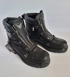 Harley Davidson Mens Motorcycle Riding Boots Heavy Duty Black Leather Size 11.5W - Picture 1 of 22