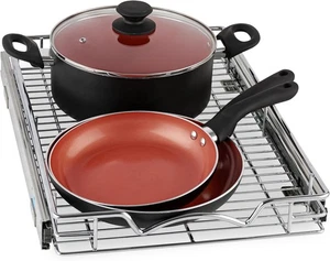 HOLD N' STORAGE Ausziehbarer Schrank Organizer, Schwer 11&#x201T; B x 17T, Chrom  - Bild 1 von 8