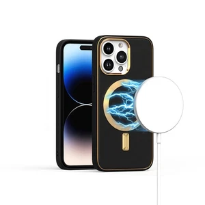 Für iPhone SE 3 / SE 2 iPhone 8 / 7 Hülle Gold Kreis Vegan Leder + Hartglas - Bild 1 von 6