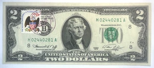 1976 $2 NOTE FIRST DAY OF ISSUE CANCEL STAMP UNCIRCULATED H 02440281 A - Picture 1 of 2