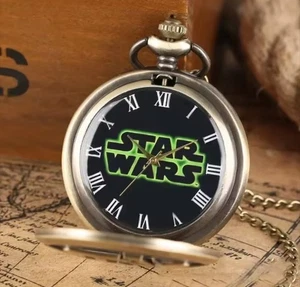 Collectible Antique Style Star Wars Themed Pocket Watch With Chain - Picture 1 of 5