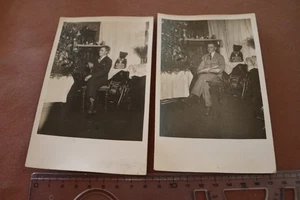 zwei tolle alte Fotos - Vater und Sohn am Weihnachtsbaum - Teddybär 1925 - Picture 1 of 6