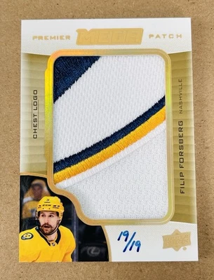 Filip Forsberg 2020-21 Upper Deck Premier Mega Chest Logo Game Used Patch /19 - Image 1 of 2